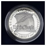 1987 US Constitution Silver Dollar Proof with COA