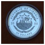 20g .999 Fine Silver Piece Liberia $20