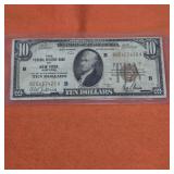 1929 Federal Reserve of New York US $10 Banknote