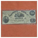 1861 Confederate $50 Banknote Richmond