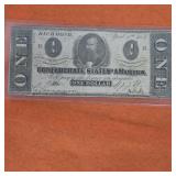 1863 Confederate $1 Banknote Richmond
