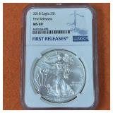 2018 First Releases MS69 American Silver Eagle
