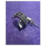 Sterling Marcasite Huggie Hoop Earrings