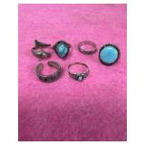 Lot of 6 Sterling Rings Sz 4&4.5