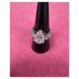 925 CZ Pearl Shaped Ring Sz7