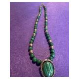 925 Native American Malachite Necklace 22in