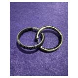 925 Black Gemstone Hoop Earrings