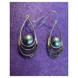 Sterling Silver Tahitian Pearl Earrings