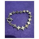 Sterling Silver 'X' Toggle Bracelet