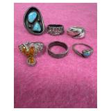 Lot of 6 Sterling Rings Sz 6&6.5