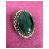 Sterling Silver Green Malachite Brooch