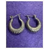 Sterling Silver Puffy Hoop Earrings
