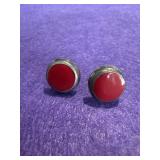 Native American Red Coral Stud Earrings