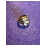 925 Chunky Gold Tone Wave Ring