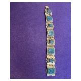 925 Mexico Taxco Turquoise Link Bracelet