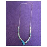 V-Shaped Blue Opal 925 Necklace 21in