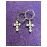 925 Cross Dangle Earrings