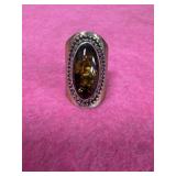 Sterling Baltic Amber Stone Ring Sz 7