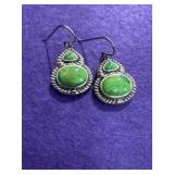 Green Turquoise Sterling Dangle Earrings