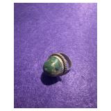 Sterling Large Green Turquoise Stone Ring