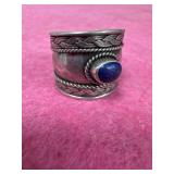 925 Blue Lapiz Lazuli Braided Band Sz7.5