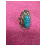 925 Turquoise Ring Sz8.75