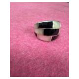 925 Mother of Pearl/Black Onyx Ring