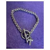 Sterling Toggle Cross Bracelet