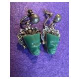 Mexican 925 Green Onyx Stone Earrings