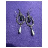 Sterling Black Onyx Dangle Earrings