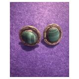 Sterling Malachite Stone Earrings