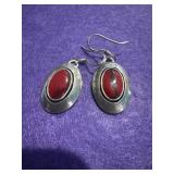 925 Mexico Red Carnelian Dangle Earrings