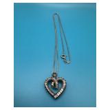 24in Sterling Silver Heart Pendant Necklace