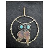 Zuni-Style Sterling Owl Pendant