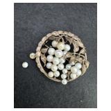 Crown Trifari Wreath Pendant Faux Pearls
