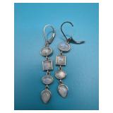 BBJ Brand 925 Rainbow Moonstone Dangle Earrings