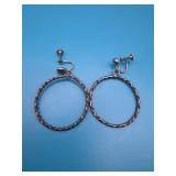 Sterling Twisted Screwback Hoop Earrings