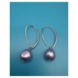 925 Lavender Purple Baroque Pearl Earrings