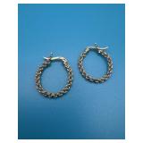 925 Braided Twisted Gold Tone Hoop Earrings