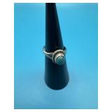 Sz3.5 Sterling Turquoise Rope Design Ring