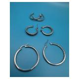 Lot of 3 Sterling Silver Hoop Earrings