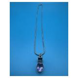 16in Sterling Amethyst Colored Pendant Necklace
