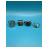 Lot of 4 Large Sterling Silver Rings Sz10&10.5