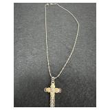 18in Sterling Silver 2 Tone Cross Necklace