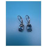 Sterling 925 Blue Topaz Dangle Earrings