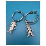 Sterling Silhouette Charm Hoop Earrings