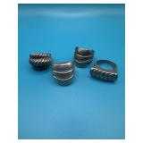 lot of 4 Chunky Sterling Silver 925 Rings Sz9