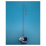 18in Lab-Created Amethyst Hippo Necklace 925