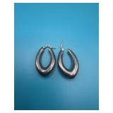 Milor 925 Elongated Hollow Hoop Earrings