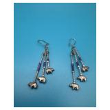 Sterling Native American Dangle Bear Earrings